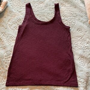 aerie Ribbed Tank Top in Burgundy